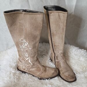 Mark Nason Beige Floral Heeled Boots